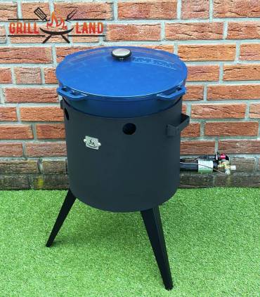 SET Gas-Feuerofen Utschak KOMFORT 37 cm, Stahl 3mm, mit 15L Kazan Gusseisen Robari mit Deckel aus Gusseisen emailliert