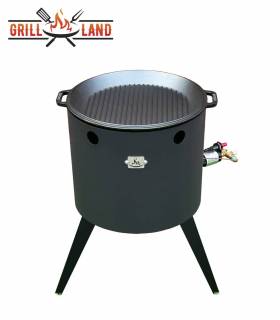 SET Gas-Feuerofen Utschak KOMFORT 40 cm, Stahl 3mm, mit Grilldeckel aus Gusseisen