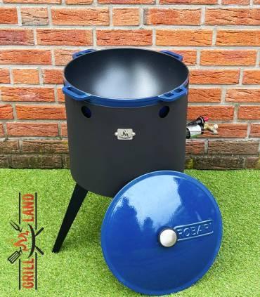 SET Gas-Feuerofen Utschak KOMFORT 40 cm, Stahl 3mm, mit 12L Kazan Gusseisen Robari mit Deckel aus Gusseisen emailliert