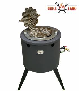 SET Gas-Feuerofen Utschak KOMFORT 40 cm, Stahl 3mm, mit Kochplatte Stahl mit gusseisernem Ringeinsatz und Waffeleisen