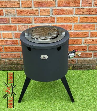 SET Gas-Feuerofen Utschak KOMFORT 40 cm, Stahl 3mm, mit Kochplatte Stahl mit gusseisernem Ringeinsatz und Waffeleisen