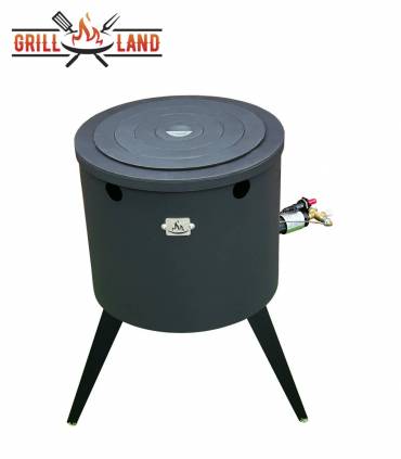 SET Gas-Feuerofen Utschak KOMFORT 40 cm, Stahl 3mm, mit Kochplatte Stahl mit gusseisernem Ringeinsatz und Waffeleisen