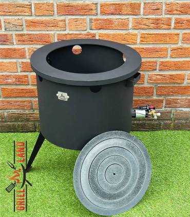 SET Gas-Feuerofen Utschak KOMFORT 45 cm, Stahl 3mm, mit Kochplatte Stahl mit gusseisernem Ringeinsatz