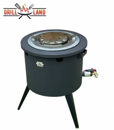 SET Gas-Feuerofen Utschak KOMFORT 45 cm, Stahl 3mm, mit Kochplatte Stahl mit gusseisernem Ringeinsatz und Waffeleisen